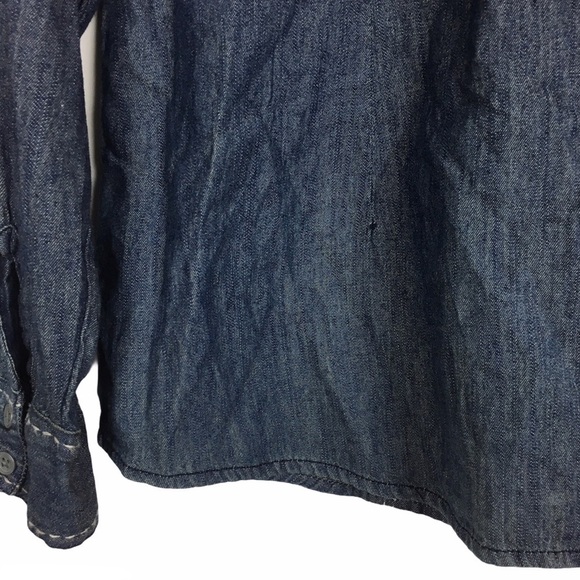 Chambray Shirt NINE WEST Button Up Long Sleeve Minimalist 100% Cotton Size Large - Picture 9 of 12